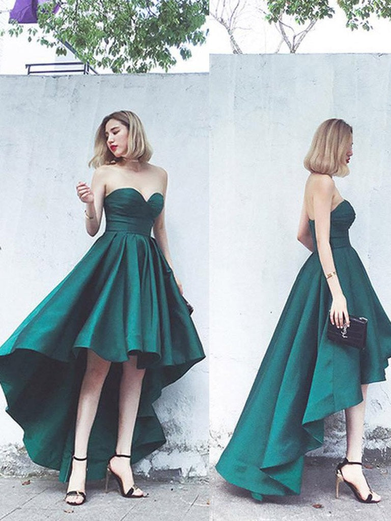 Simple Hi-Lo Emerald Green Prom Dress ...